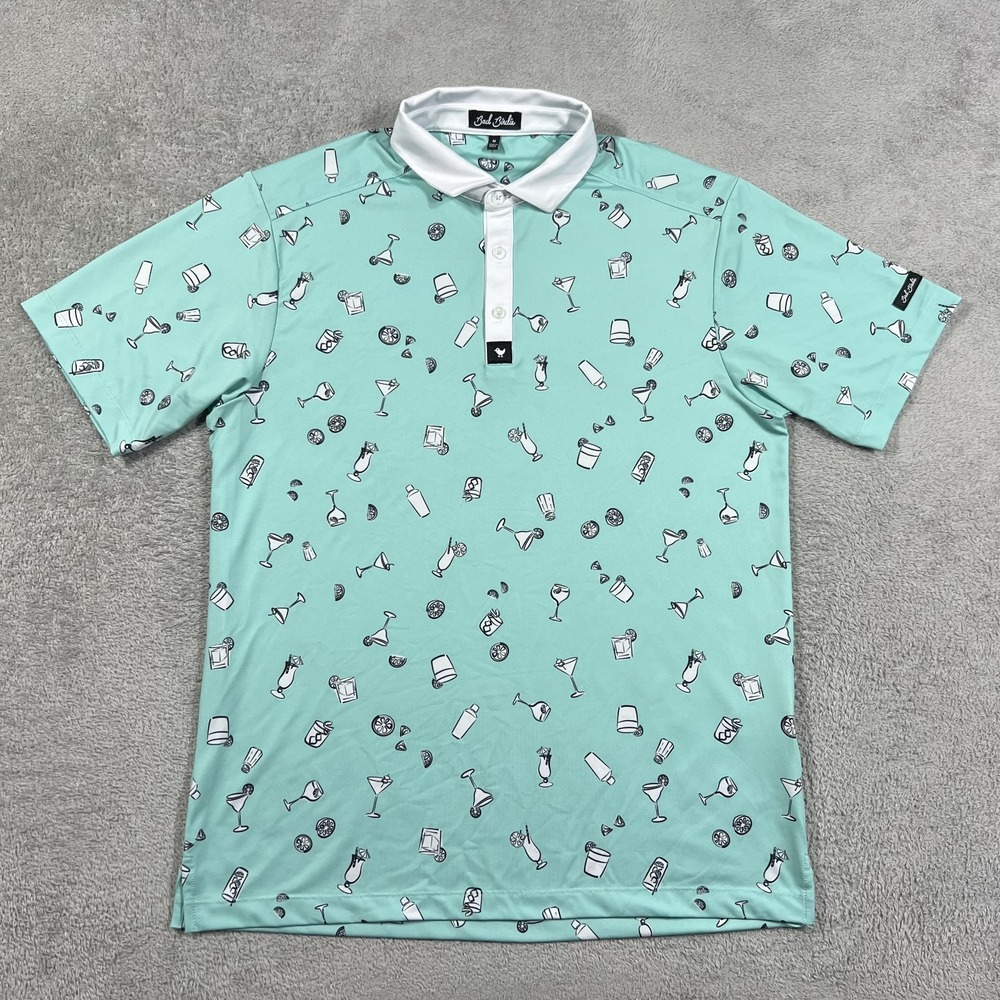 Bad Birdie Polo Shirt Mens Medium 5PM Somewhere Performance Golf Cocktail Drinks